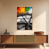 Industrial Abstract, Modern Wall Art, Bold Textured Painting, Framed Canvas Print, Contemporary Office Decor, Unique Statement Piece