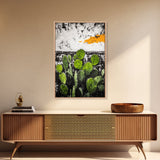 Cactus Art, Desert Scene, Framed Canvas Print, Southwest Wall Art, Boho Home Decor, Minimalist Nature Art, Living Room Statement Piece