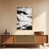 Ocean Waves, Seascape Painting, Framed Canvas Print, Beach House Decor, Nautical Wall Art, Black and White Art, Coastal Living Room