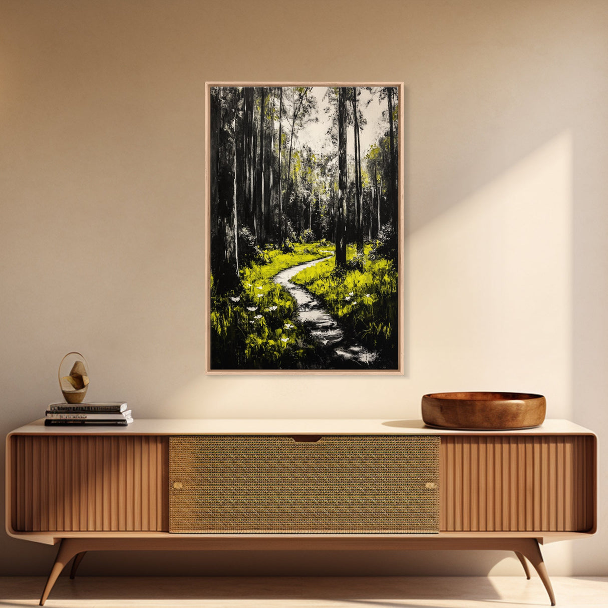 Forest, path, nature, light, Canvas Print, scenic landscape, peaceful art, living room wall art, nature lover gift, modern rustic home decor