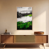 Coastal Cliffs, Ocean Landscape Art, Green Hills Painting, Nature Decor, Outdoor Wall Art, Minimalist Home Print, Framed Canvas Print