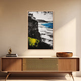 Cliffside View, Ocean Landscape, Modern Coastal Canvas Print, Beach House Wall Art, Black and White Decor, Contemporary Artwork