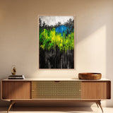 Vibrant Forest, Green Abstract, Textured Landscape, Framed Canvas Print, Boho Wall Art, Nature Inspired, Eclectic Home Decor