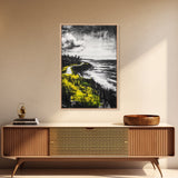 Coastal Road, Ocean View, Yellow Grass, Canvas Print, Scenic Landscape, Rustic Wall Art, Beach House Decor, Nature Painting