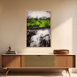 Abstract Art, Green and Black Print, Bold Nature Inspired Decor, Contemporary Wall Art, Modern Home Aesthetic, Framed Canvas Print
