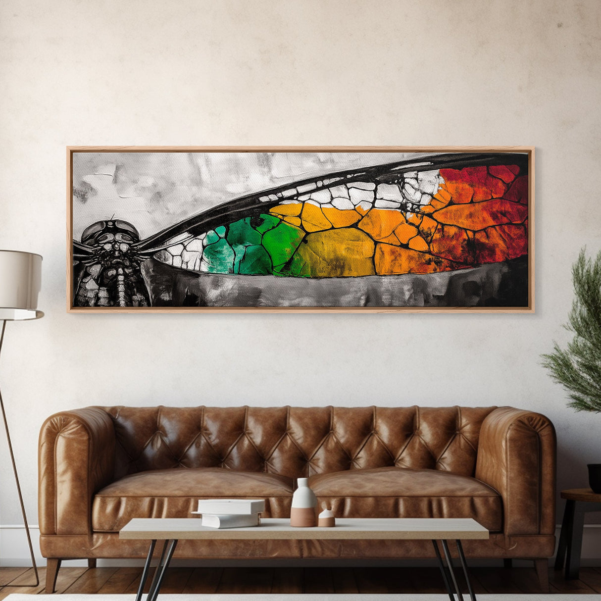 Dragonfly Wings, Abstract Insect Art, Framed Canvas Print, Nature Inspired Decor, Colorful Wall Art, Boho Home Accent, Living Room Art