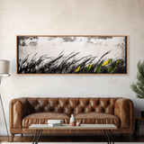 Grassy Field Painting, Minimalist Art, Nature Inspired, Modern Wall Decor, Black and White Art, Framed Canvas Print, Office Wall Art