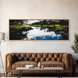 Moody River, Green Forest, Reflective Water, Canvas Print, Nature Wall Art, Tranquil Landscape, Modern Home Decor, Living Room Art