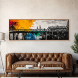Sunset Cabin, Rustic Landscape, Autumn Wall Art, Framed Canvas Print, Log House Painting, Cozy Home Decor, Nature Lover Gift