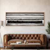 Ocean Waves, Black and White Photography, Coastal Art, Framed Canvas Print, Beach House Decor, Minimalist Seascape, Nautical Theme