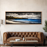 Rocky Shoreline, Stormy Coast, Ocean View, Coastal Canvas Print, Moody Landscape, Framed Canvas Print, Living Room Art, Nature Wall Decor