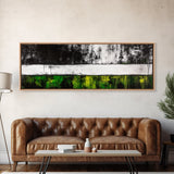 Green Field, Monochrome Forest, Abstract Landscape, Modern Canvas Print, Framed Canvas Print, Minimalist Nature Art, Living Room Wall Decor