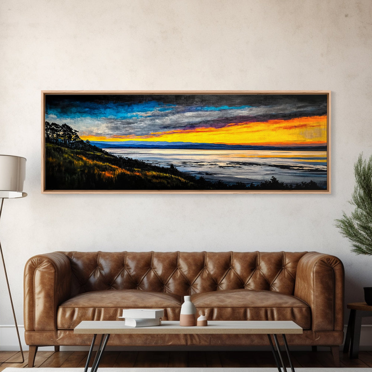 Mountain Sunset, Colorful Landscape, Framed Canvas Print, Nature Wall Art, Home Office Decor, Living Room Wall Art, Scenic View Painting