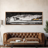 Frozen Cave, Monochrome Landscape, Framed Canvas Print, Winter Wall Art, Dramatic Nature Scene, Home Office Decor, Unique Black and White Art