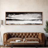 Snowy Lake Scene, Minimalist Landscape, Framed Canvas Print, Winter Wall Art, Serene Home Decor, Modern Office Art, Monochrome Nature Painting