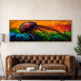 Jellyfish Art, Ocean Canvas Print, Vibrant Sea Life, Coastal Decor, Colorful Nautical Art, Modern Beach House, Living Room Wall Art