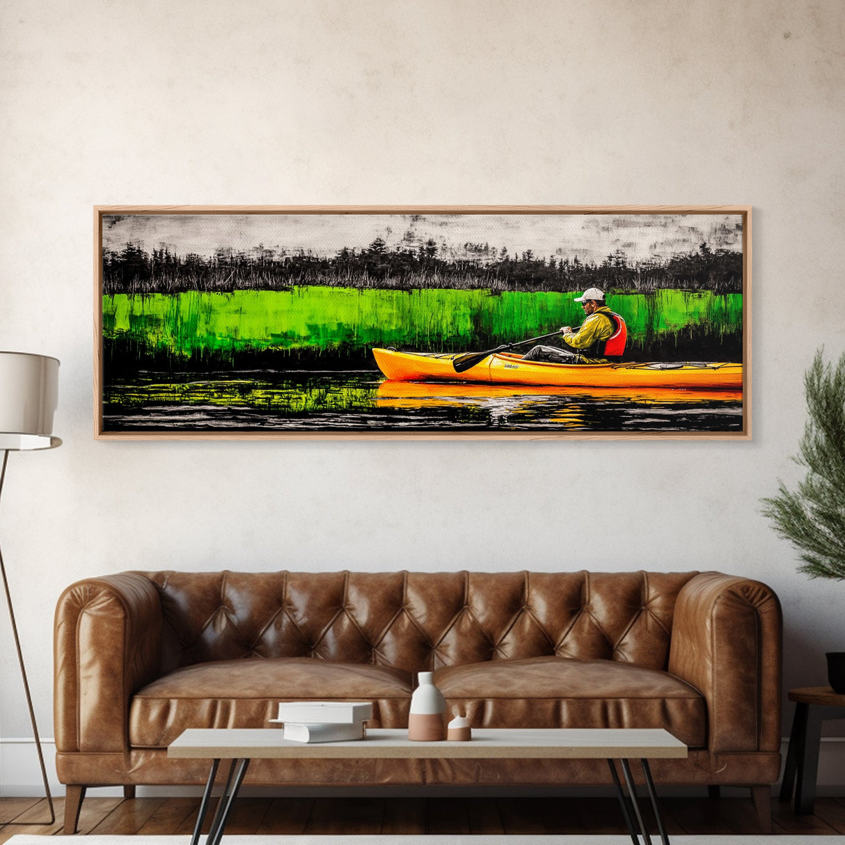 Kayak Adventure, Outdoor Canvas Print, River Wall Art, Nature Inspired, Sports Decor, Modern Home Art, Living Room Canvas Print
