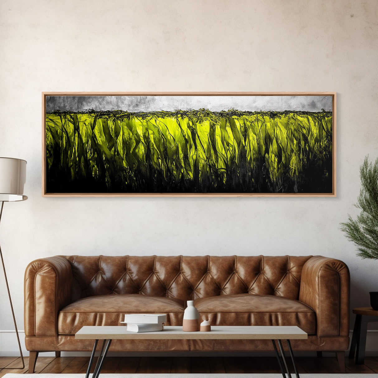 Seaweed Motion, Ocean Canvas Print, Coastal Wall Art, Minimalist Abstract, Green Sea Art, Nature Inspired, Modern Decor, Living Room Art