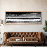 Ocean Waves Painting, Black and White Seascape, Coastal Wall Art, Nautical Beach Decor, Modern Minimalist Style, Framed Canvas Print