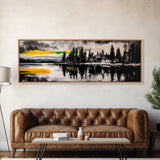 Lake House Painting, Reflection Water Art, Cabin Retreat Wall Decor, Tranquil Nature Print, Mountain Sunset, Canvas Print