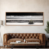 Black and White Seascape, Coastal Wall Art, Minimalist Ocean Art, Modern Beach Decor, Framed Canvas Print, Bedroom Art, Monochrome Landscape