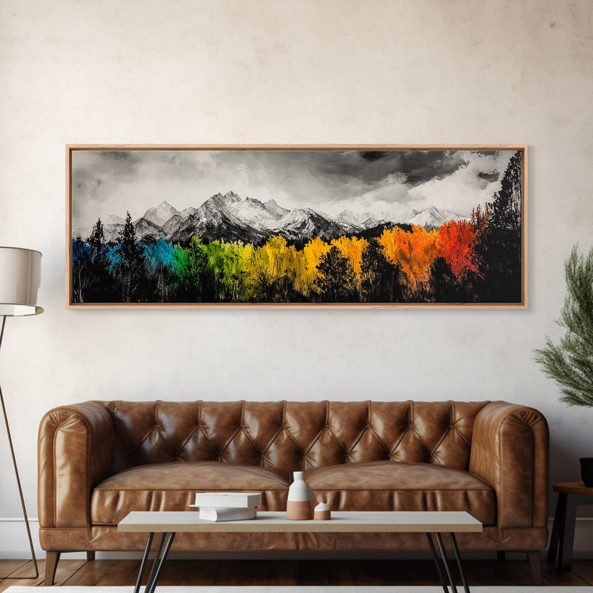 Autumn Colors, Vibrant Mountain Art, Seasonal Landscape, Framed Canvas Print, Nature Wall Art, Cabin Decor, Large Print
