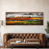 Fall Fields, Autumn Trees, Golden Landscape, Countryside Art, Framed Canvas Print, Farmhouse Wall Art, Rustic Home Decor, Harvest Scene