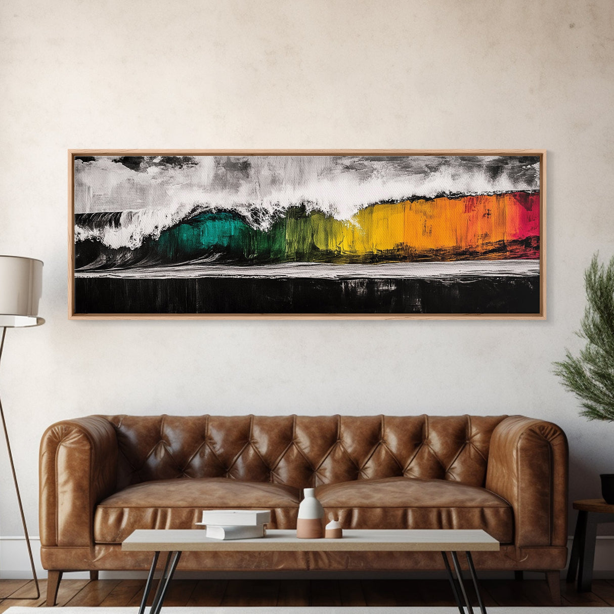 Bold Wave, Colorful Surf, Abstract Ocean, Framed Canvas Print, Surf Art, Modern Coastal, Vibrant Wall Art, Beach House Decor