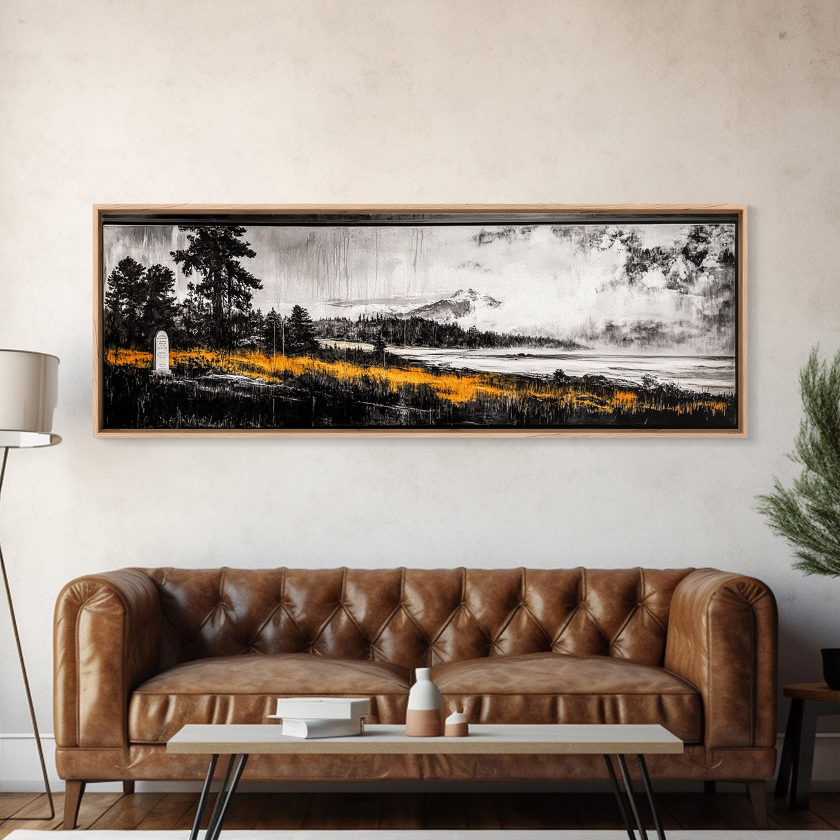 Mountain View, Misty Landscape, Rustic Wall Art, Black and White Print, Nature Inspired Art, Bedroom Decor, Framed Canvas Print, Gift