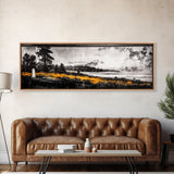 Mountain View, Misty Landscape, Rustic Wall Art, Black and White Print, Nature Inspired Art, Bedroom Decor, Framed Canvas Print, Gift