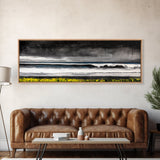 Stormy Ocean, Rolling Waves, Coastal Horizon, Dark Sky, Framed Canvas Print, Minimalist Wall Art, Beach House Decor, Ocean Lovers Gift