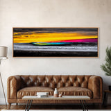 Ocean Wave, Sunset Beach Art, Vibrant Seascape, Coastal Decor, Surfer Gift, Blue and Yellow, Modern Wall Art, Canvas Print