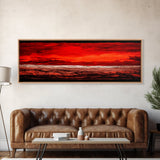 Red Sky, Abstract Desert Art, Bold Landscape, Dramatic Sunset, Earthy Tones, Modern Southwest Decor, Framed Canvas Print