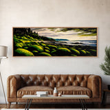 Green Rocks, Coastal Landscape, Nature Wall Art, Framed Canvas Print, Scenic Ocean Painting, Beach House Decor, Serene Wall Artwork