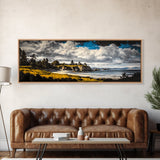Dramatic Beach, Blue Sky, Coastal Landscape Art, Canvas Print, Modern Nature Decor, Living Room Artwork, Large Scenic Wall Art
