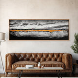 Golden Horizon, Dramatic Sky, Minimalist Landscape, Framed Canvas Print, Neutral Wall Art, Modern Office Decor, Large Wall Hanging