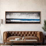 Coastal Serenity, Ocean Waves, Minimalist Decor, Framed Canvas Print, Modern Beach Wall Art, Living Room Artwork, Blue Seascape