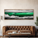 Emerald Wave, Ocean Wall Art, Coastal Decor, Beach Aesthetic, Modern Seascape, Large Wall Art, Framed Canvas Print, Office Art