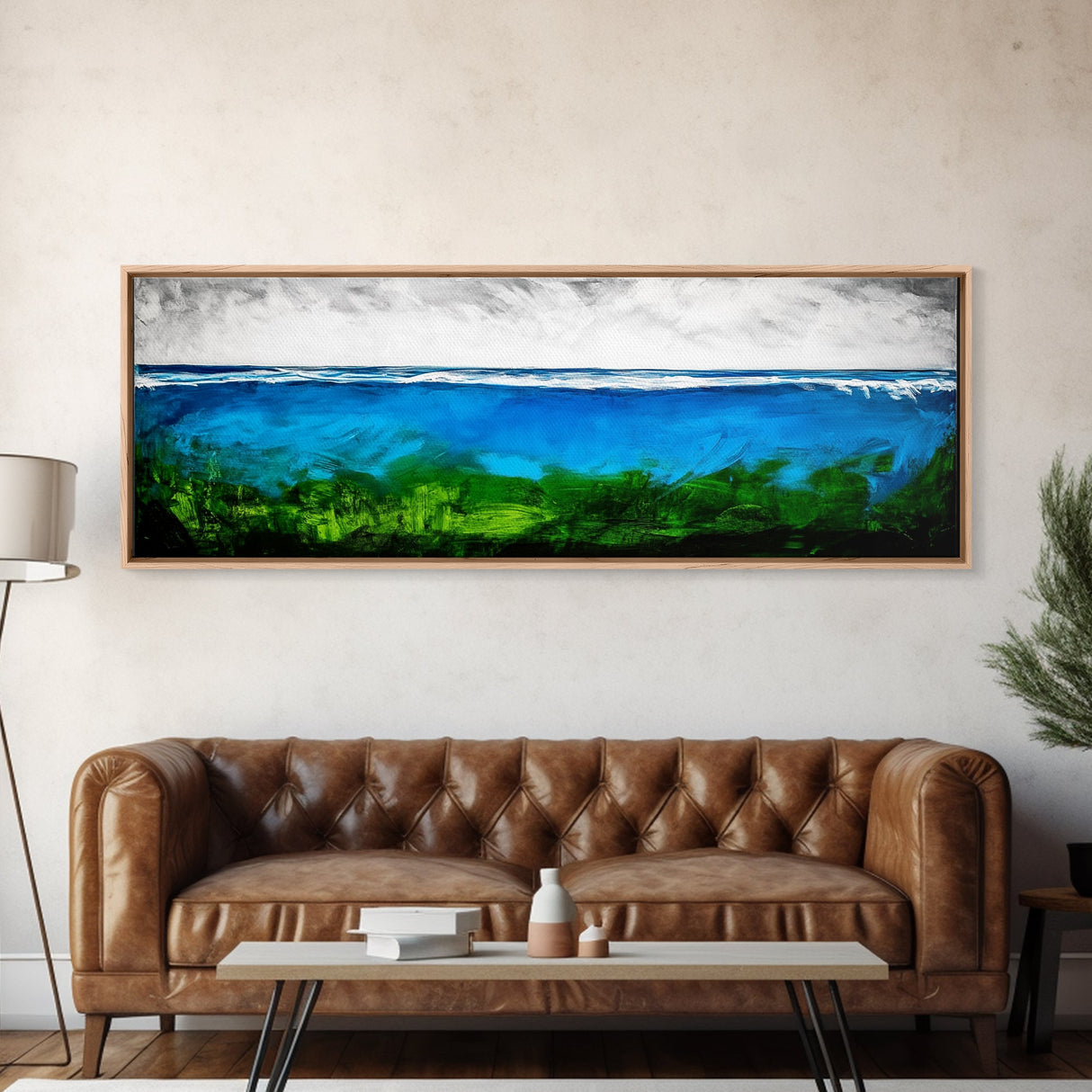 Deep Blue Ocean, Underwater Wall Art, Coastal Decor, Tranquil Seascape, Modern Beach Art, Large Canvas Print, Living Room Art