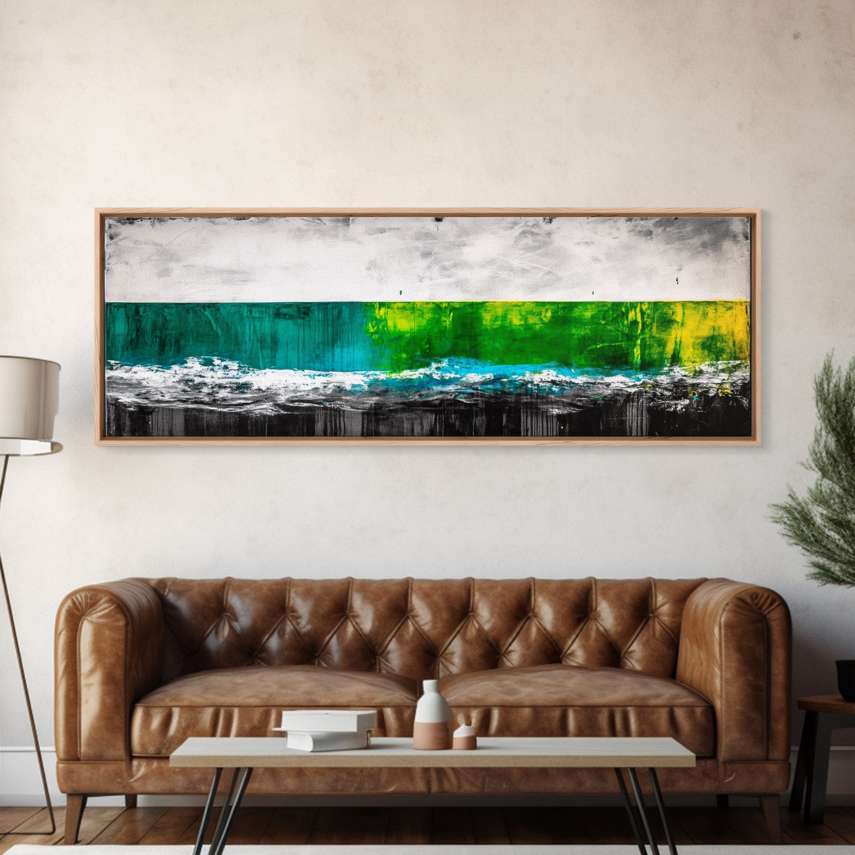 Abstract Water, Minimalist Ocean Art, Contemporary Coastal Decor, Serene Blue Green Painting, Canvas Print, Office Wall Art