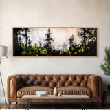 Misty Forest Painting, Black and White Landscape, Abstract Nature Art, Modern Minimalist Wall Art, Monochrome Decor, Framed Canvas Print