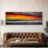 Bold, Ocean, Sunset, Framed Canvas Print, Beach House Art, Modern Coastal Decor, Large Wall Art, Contemporary Seascape, Surf Inspired Art