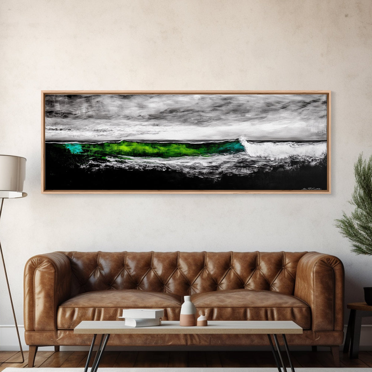 Rolling Waves, Coastal Decor, Stormy Seascape Print, Blue and White Art, Beach House Wall Art, Nautical Home Style, Framed Canvas Print