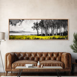Lakeside Trees, Tranquil Landscape Art, Serene Nature Print, Black White Wall Decor, Peaceful Home Aesthetic, Framed Canvas Print