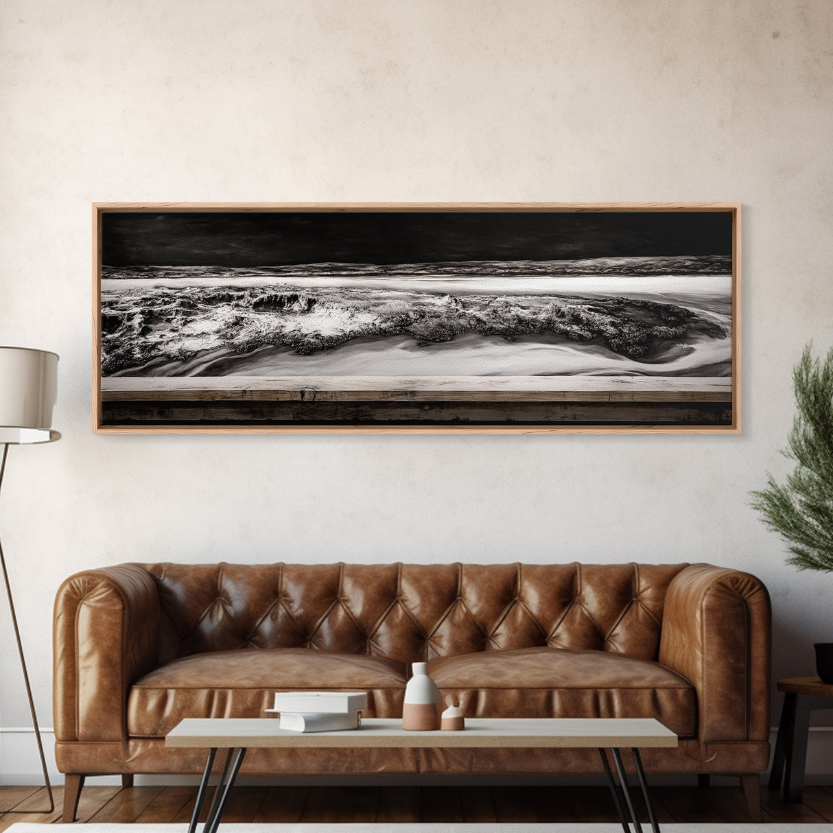 Monochrome, Ocean Waves, Black and White, Canvas Print, Dramatic Seascape, Modern Wall Art, Bedroom Decor, Large Wall Art, Minimalist Art