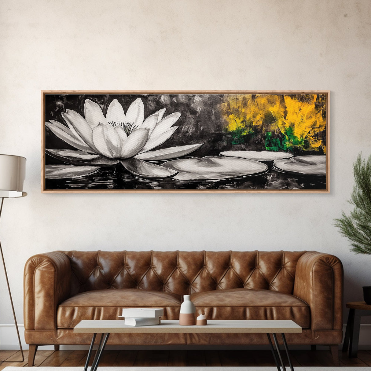 Lotus Flower, Zen Wall Art, Minimalist Decor, Canvas Print, Black and White Botanical Art, Spa Room Decor, Meditation Space, Modern Artwork