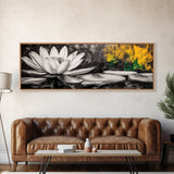Lotus Flower, Zen Wall Art, Minimalist Decor, Canvas Print, Black and White Botanical Art, Spa Room Decor, Meditation Space, Modern Artwork