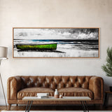 Seaside Boat, Coastal Art, Minimalist Nautical, Framed Canvas Print, Black and White Beach Art, Ocean Scene, Modern Seascape, Contemporary Decor