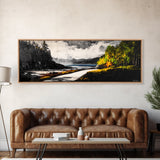 Forest Path, Beach View, Mountain Landscape, Framed Canvas Print, Wilderness Art, Nature Painting, Living Room Wall Art, Rustic Home Decor