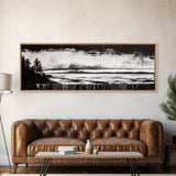 Black White Seascape, Ocean Storm, Dramatic Sky, Framed Canvas Print, Minimalist Art, Coastal Wall Decor, Office Accent, Nautical Home Art